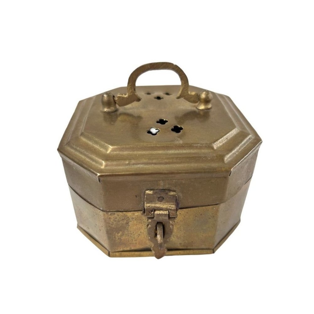 Hosley Solid Brass Cricket Box Hinged Trinket Box Metal Handle